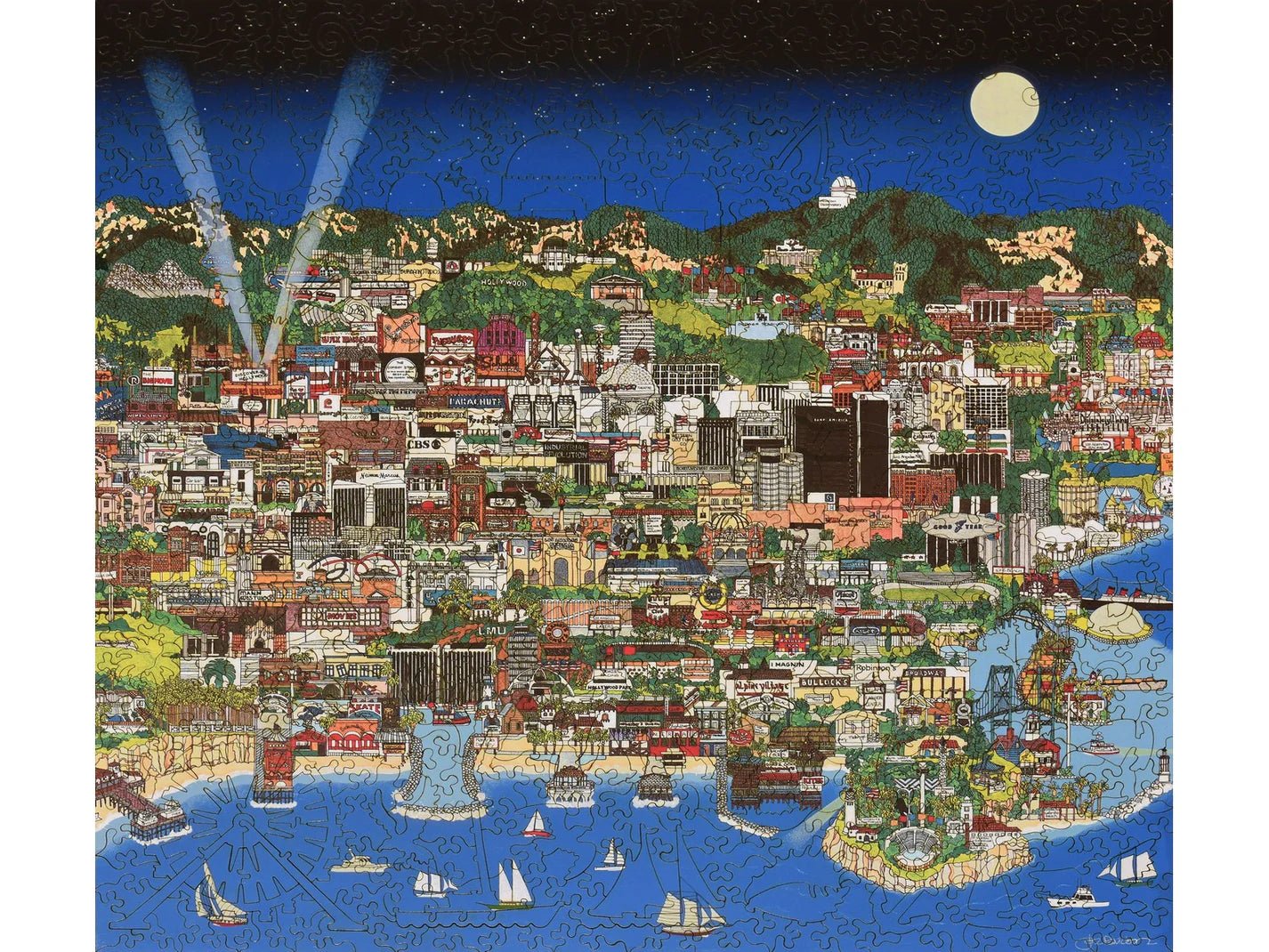 Los Angeles by Night • Wooden Puzzle - Jan Davidson Collection