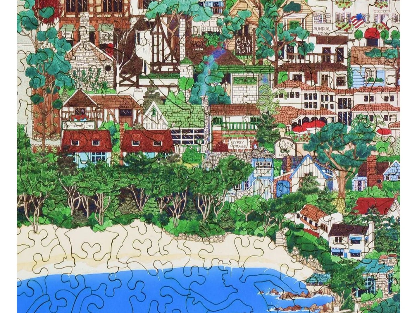 Carmel by-the-Sea Puzzle • Wooden Puzzle - Jan Davidson Collection
