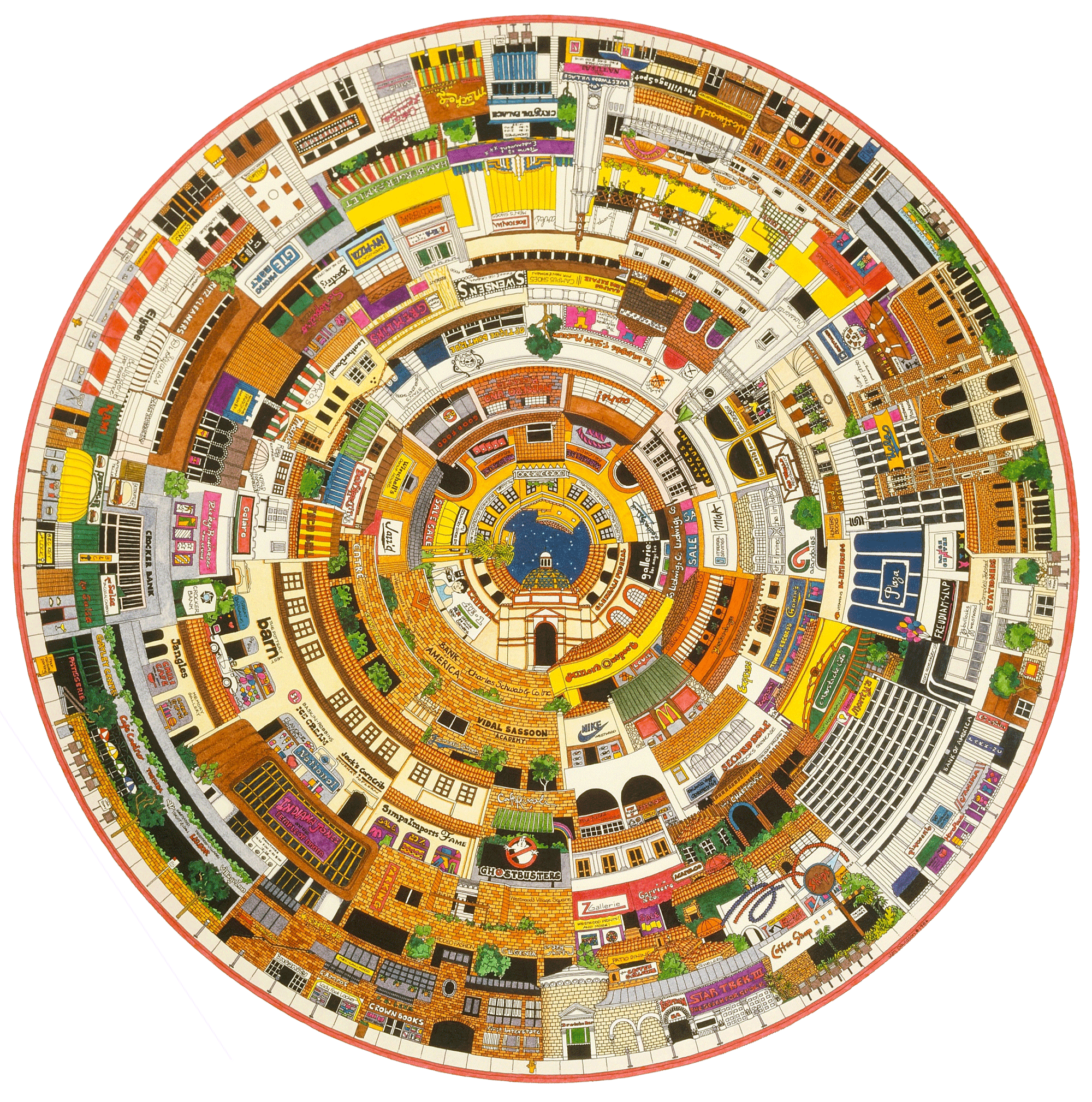 Around Westwood Village Lithograph