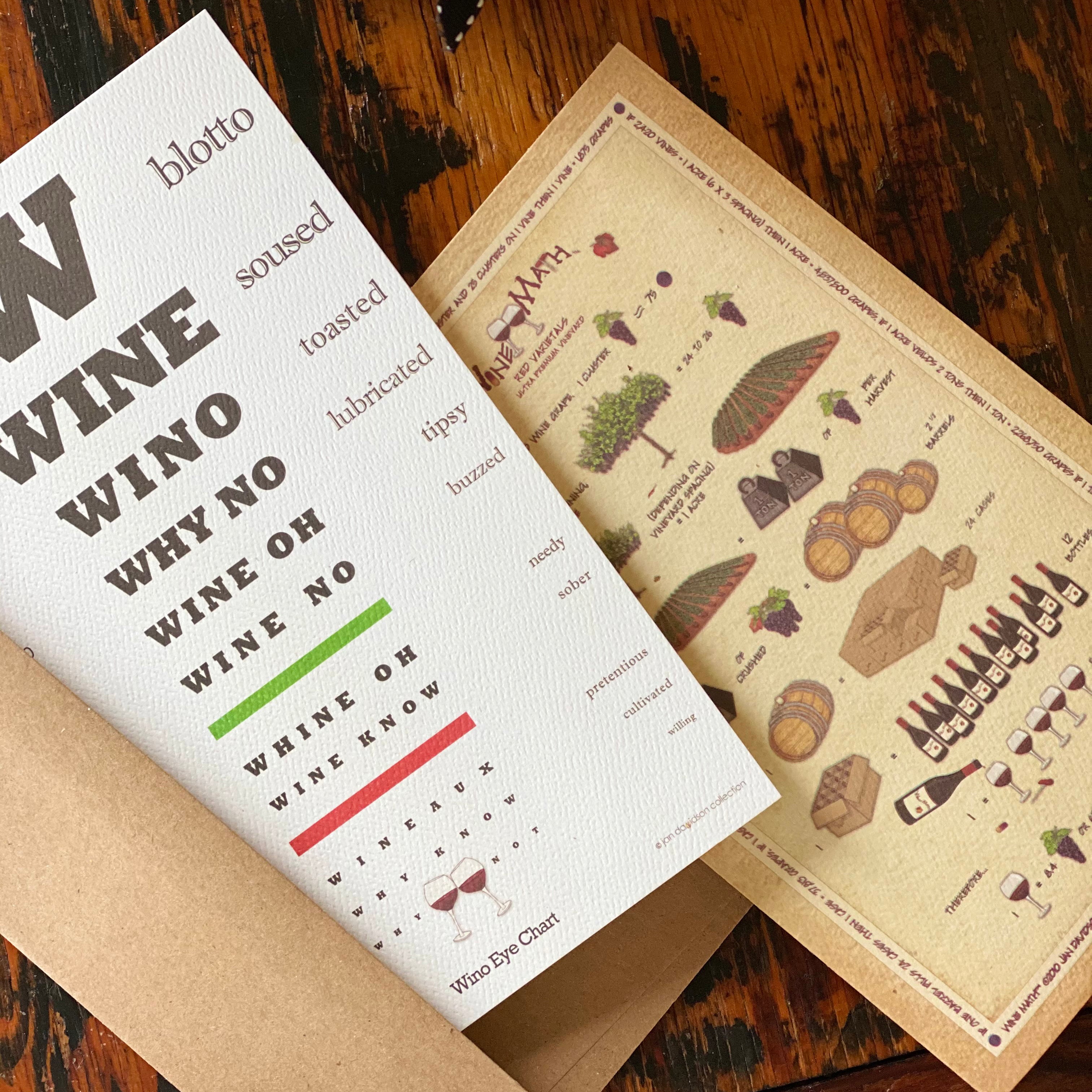 Set of 3 Wine Math Greeting Cards